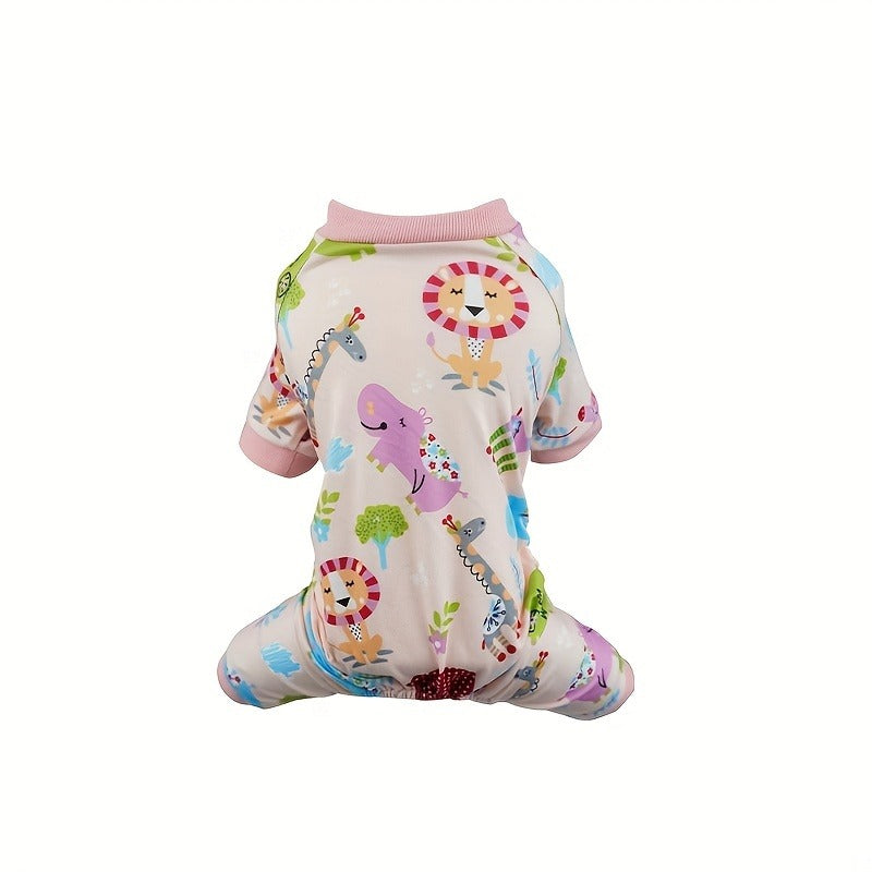 Puppy Clothes Set 4pcs Dog Cat Pajamas Onesie for Small Breeds Boys Girls, Spring Summer Shirts for Chihuahua Yorkshire Terrier Cats, Cute Mixed Color Pet Clothing Bundle, Sizes S M XL