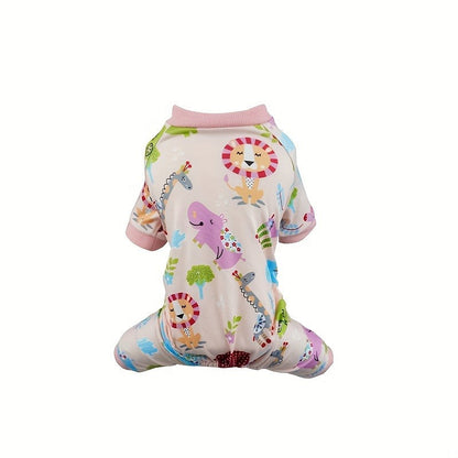 Puppy Clothes Set 4pcs Dog Cat Pajamas Onesie for Small Breeds Boys Girls, Spring Summer Shirts for Chihuahua Yorkshire Terrier Cats, Cute Mixed Color Pet Clothing Bundle, Sizes S M XL