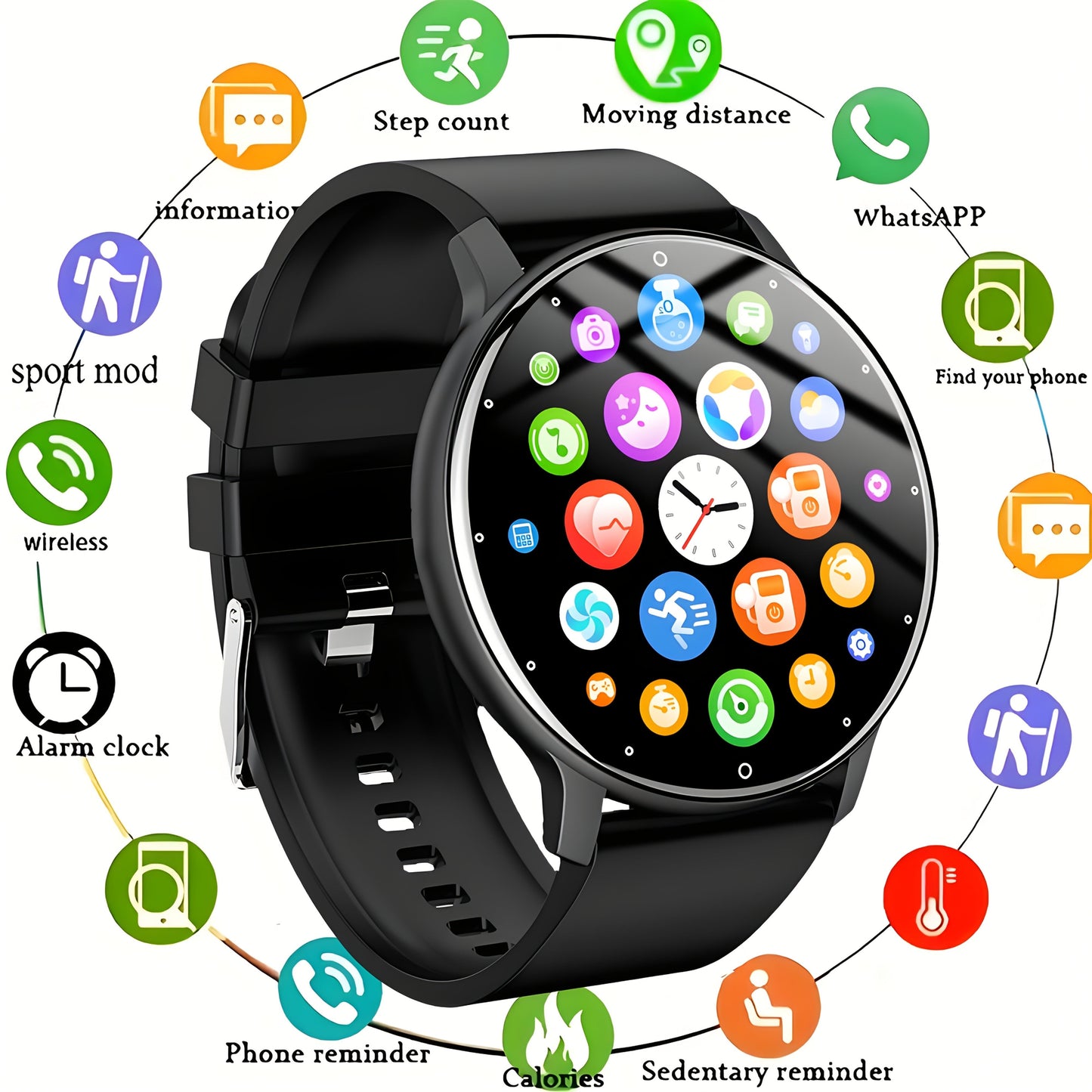 Fitness Tracker Smartwatch for Men & Women – 1.28" Display, Sleep Monitor, Step Counter, Distance Tracker, Running & Gym