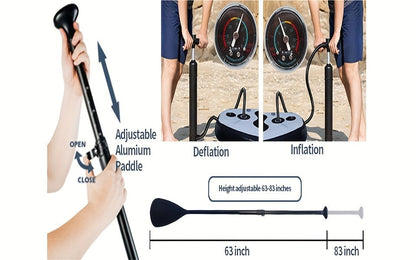 Inflatable Stand Up Paddle Board SUP Yoga Board 124'' x 31'' Wide Stance Non-Slip Deck with Paddle Pump Leash Carry Bag for Teens Adults Beginners