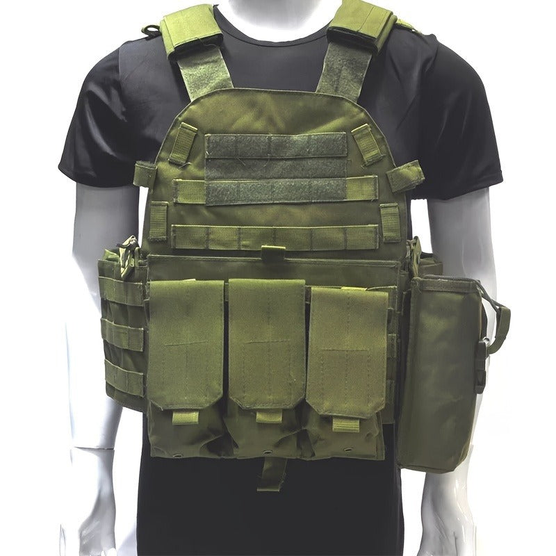 Tactical MOLLE Vest 6094 Adjustable Combat Chest Rig with Multi-Pocket System for Outdoor Hunting Training Airsoft CS Wargame Hiking Camping