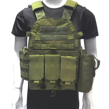 Tactical MOLLE Vest 6094 Adjustable Combat Chest Rig with Multi-Pocket System for Outdoor Hunting Training Airsoft CS Wargame Hiking Camping