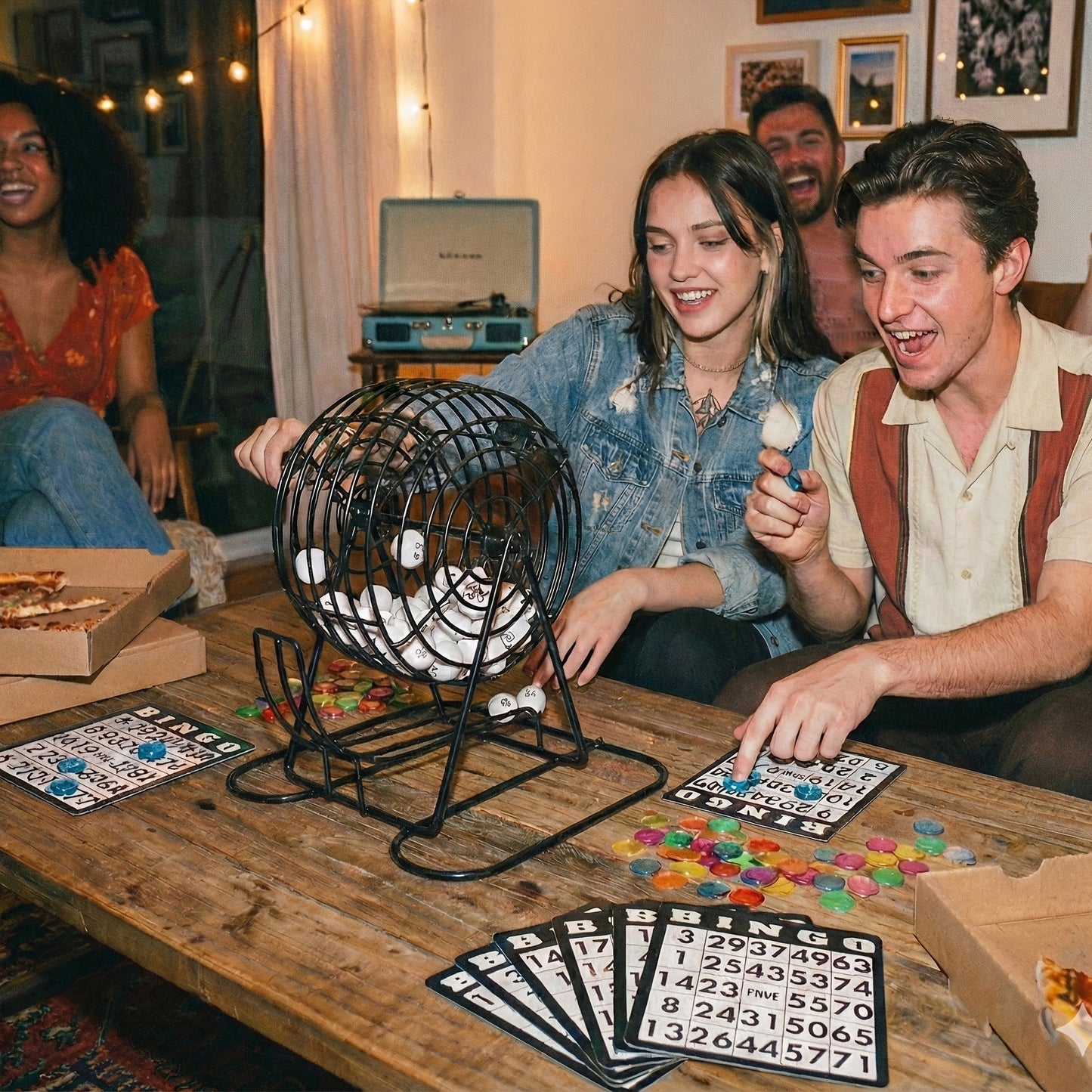 Bingo Cage Machine Set with Wand Manual Lottery Ball Spinner for Party Game Night Halloween Christmas