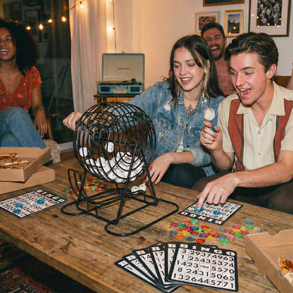 Bingo Cage Machine Set with Wand Manual Lottery Ball Spinner for Party Game Night Halloween Christmas