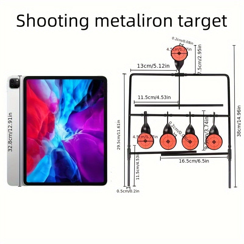 Shooting Target Stand with 4 Rotating Targets - Metal Frame Practice Target for Indoor & Outdoor Training, Airsoft BB Gun Pellet Pistol Archery Slingshot Shooting Range Accessories, Size 22-38