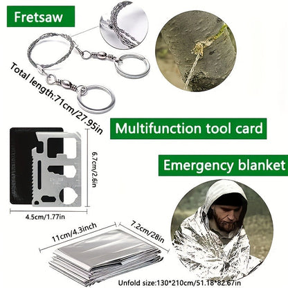 Tactical Survival Kit Multi-Tool Box – Emergency Outdoor Gear with Magnesium Fire Starter, Flint & First Aid Supplies for Camping, Hiking, Hunting & SOS Situations – Best Gift for Men