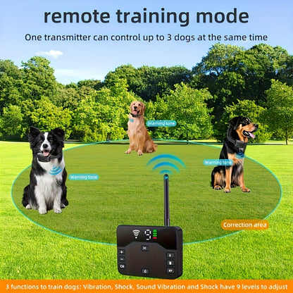 Wireless Dog Fence System with Remote Training Collar - 2.4GHz 800ft Range, 9-Level Adjustable, Containment System for Small Medium Large Dogs, 1/2/3 Dogs