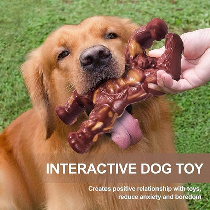Dog Chew Toy Durable Rubber Beef Flavor Chew Stick for Medium & Large Dogs – Indestructible Teething Toy with Unbreakable Joints, Safe for Aggressive Chewers, Promotes Healthy Gums & Dental Hygiene