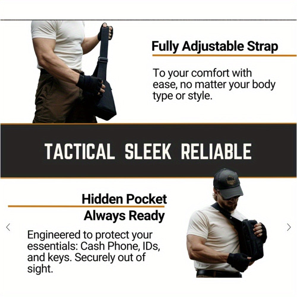 CCW Shoulder Bag Tactical Concealed Carry Bag for Men with Chest Holster Multiple Compartments EDC Sling Bag for Daily Use Shooting Range Hiking Outdoor Activities Black