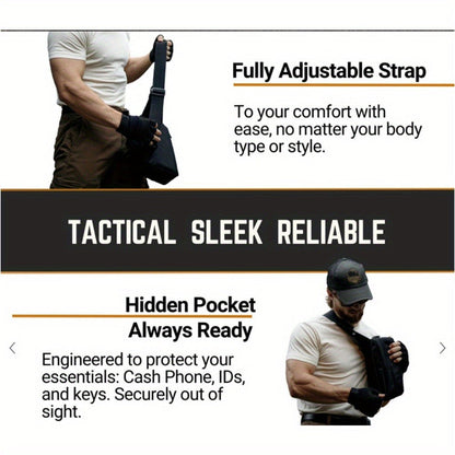 CCW Shoulder Bag Tactical Concealed Carry Bag for Men with Chest Holster Multiple Compartments EDC Sling Bag for Daily Use Shooting Range Hiking Outdoor Activities Black