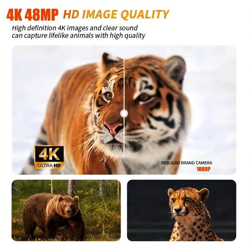 Trail Camera 48MP 4K Night Vision 0.2s Trigger 120 Degree Solar