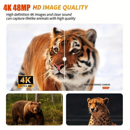 Trail Camera 48MP 4K Night Vision 0.2s Trigger 120 Degree Solar