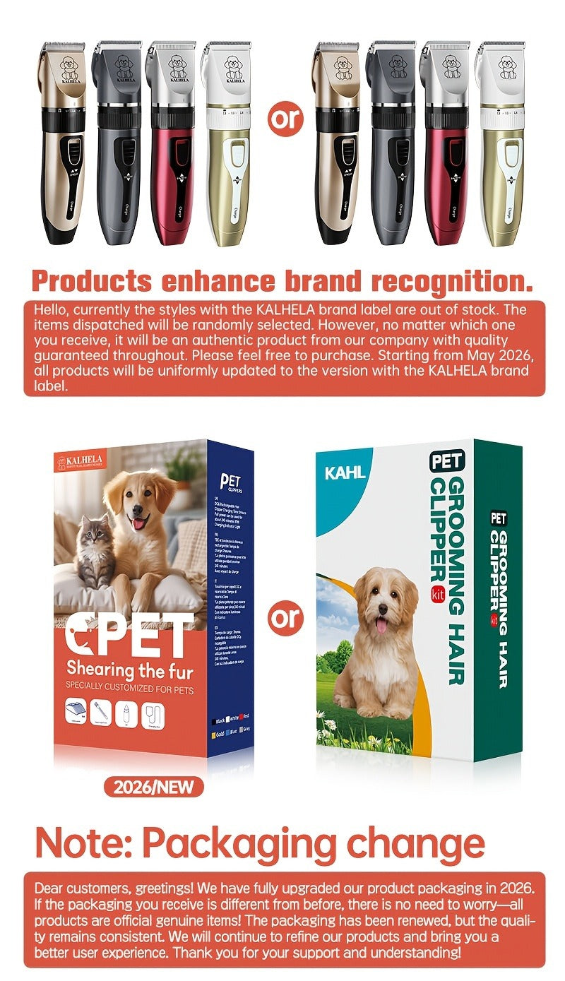 Pet Hair Clipper Cordless Adjustable Comb - Silent Low Noise Rechargeable Electric Dog Cat Grooming Scissors Set, Multiple Style Options, USB Charging Wireless Pet Trimmer for Dogs Cats