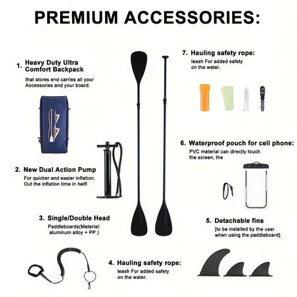 Ultralight Inflatable SUP Board Wide Stable Design Non-Slip EVA Deck Portable Quick-Dry All-Season Performance for All Skill Levels Beginners Adults