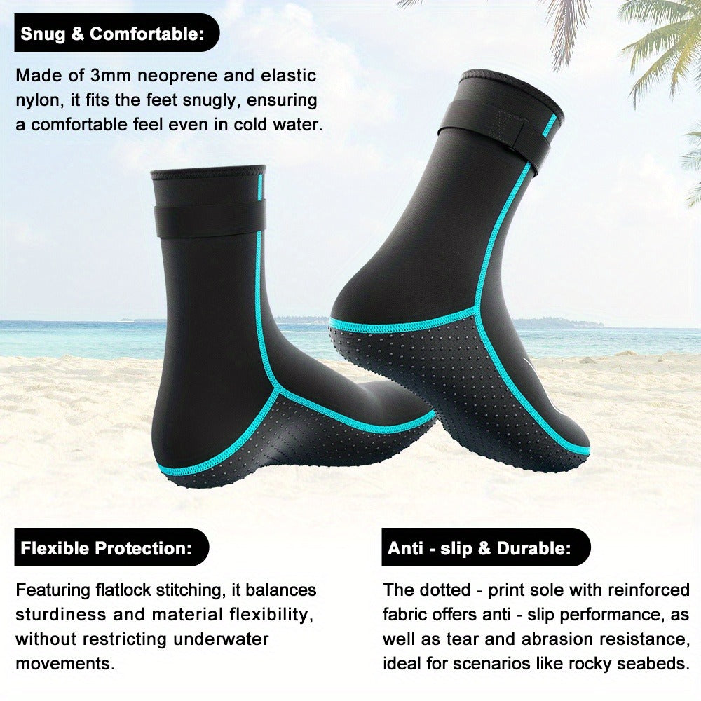 Neoprene Wetsuit Socks 3.5mm – High & Low Cut Water Booties, Non-Slip Anti-Abrasion for Diving Snorkeling Kayaking Beach Volleyball Surfing, S-XXL