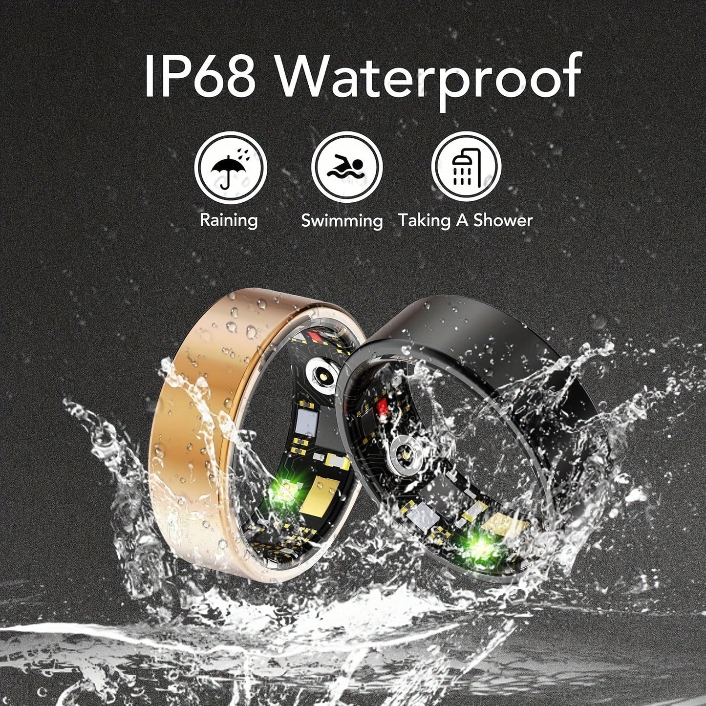 Smart Health Ring IP68 Fitness Tracker for Women Men