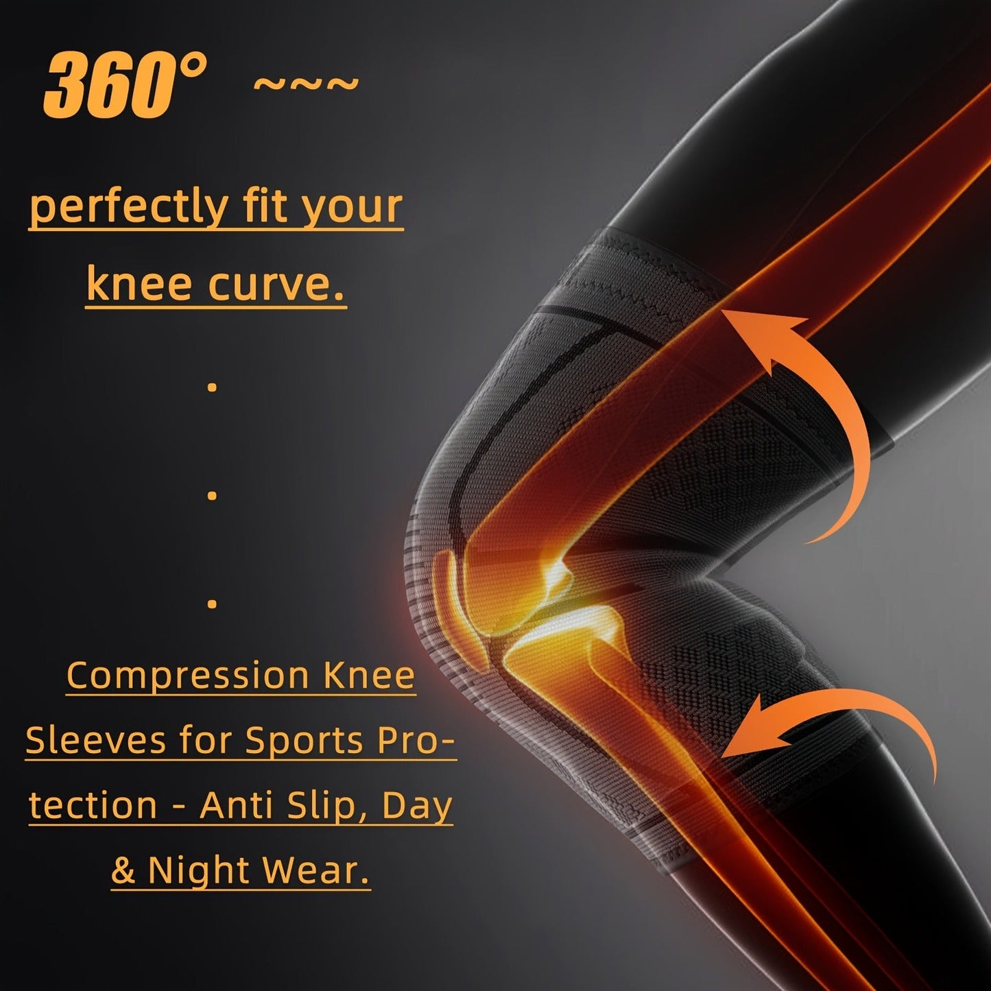 Compression Knee Sleeve 2 Pack for Men Women Breathable Non-Slip Silicone Strip Knee Support High Elasticity Running Exercise High Intensity Sports Copper Beige Pink Orange M XL XXL XXXL