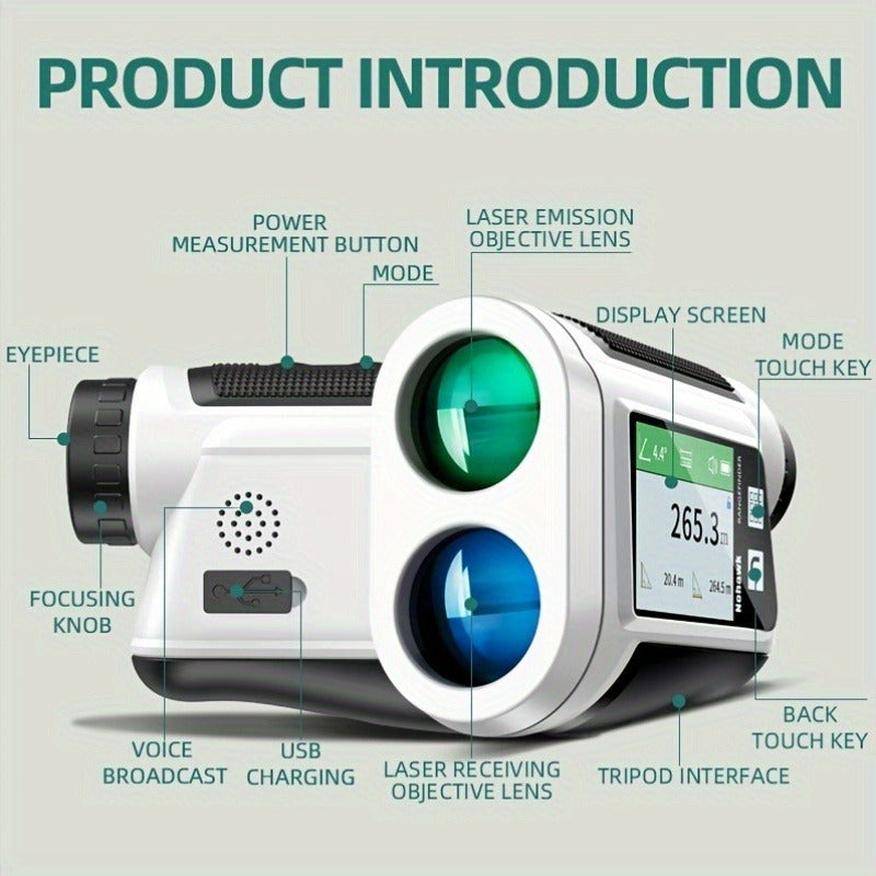 Laser Rangefinder 1000 Yard with Slope Compensation & Vibration Lock – USB Rechargeable Golf Rangefinder with Side Display Voice Broadcast 9 Modes M/Yard/Ft for Golf Hunting Disc Golf Outdoor Measurement