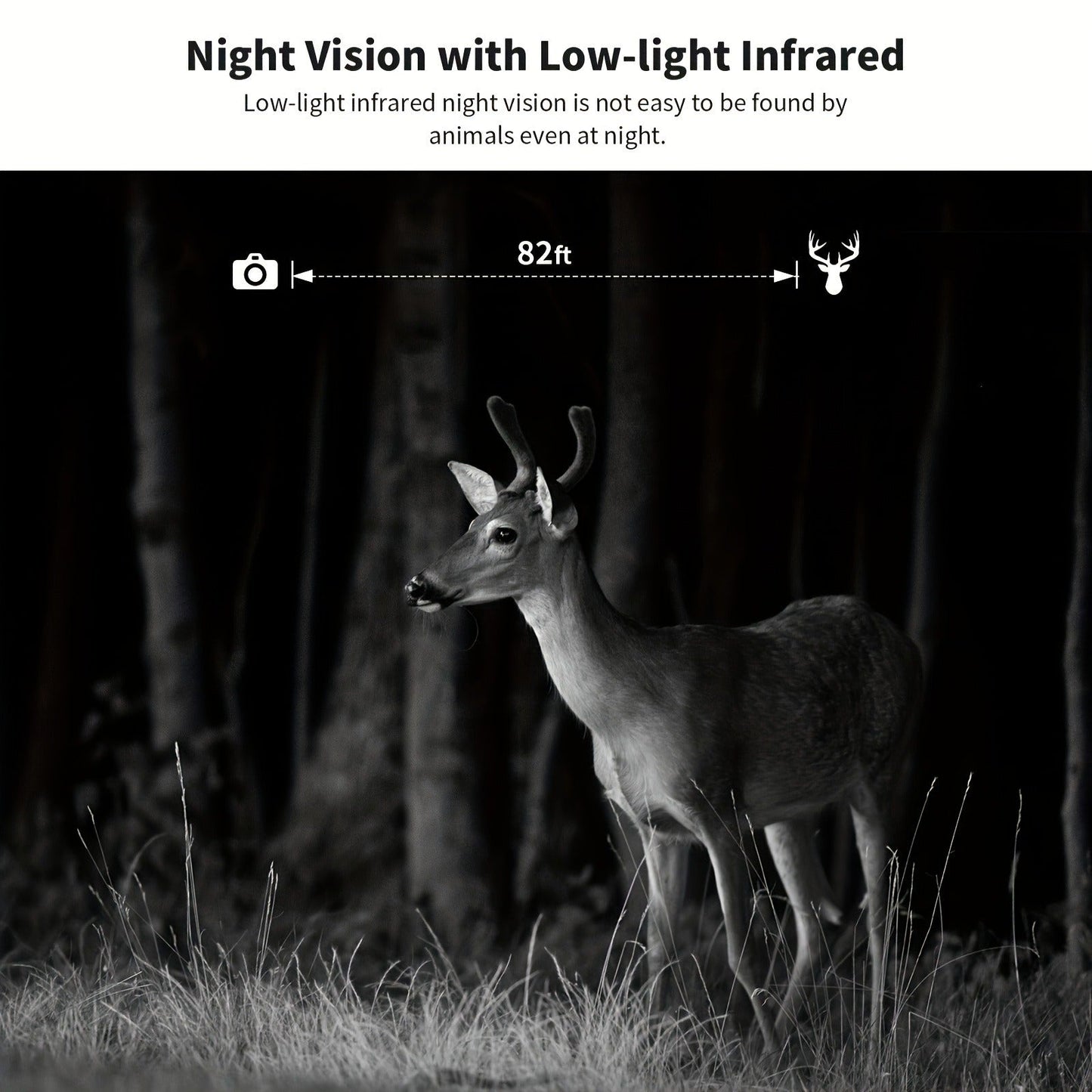 Solar Powered Trail Camera 4K Cellular - 4G LTE No WiFi, 0.2s Trigger, 82ft Night Vision, 120° Wide Angle, Built-in SIM Card for Hunting & Wildlife