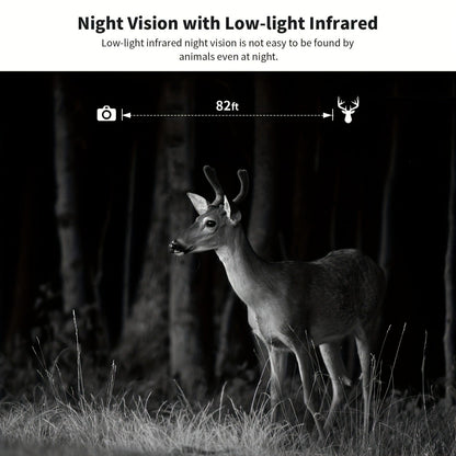 Solar Powered Trail Camera 4K Cellular - 4G LTE No WiFi, 0.2s Trigger, 82ft Night Vision, 120° Wide Angle, Built-in SIM Card for Hunting & Wildlife