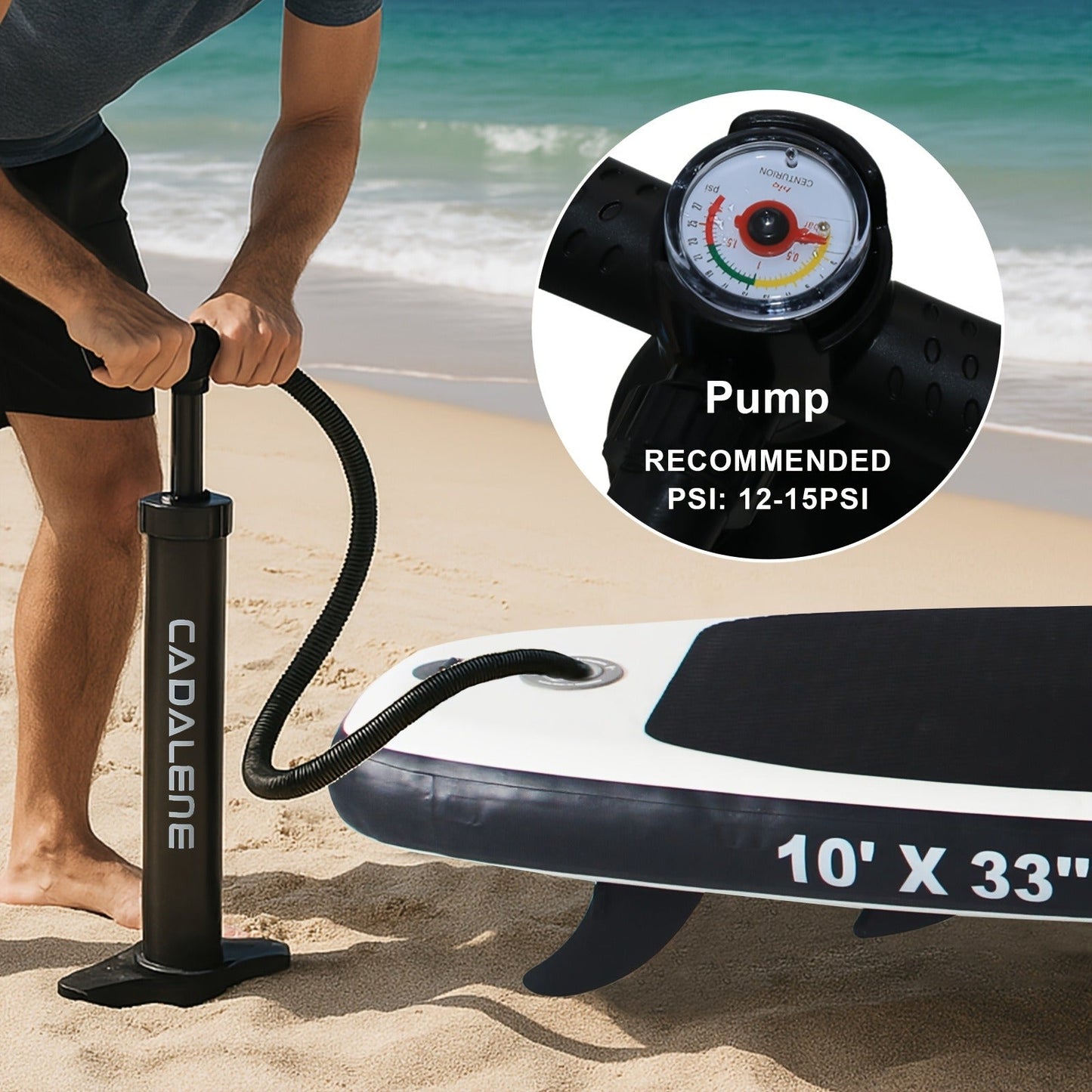 Double-Layer PVC SUP Board 10ft x 33'' Drop-Stitch Inflatable Paddle Board 12-15PSI EVA Deck 3 Fins Full Accessories Kit for Yoga Fishing Surfing Adults