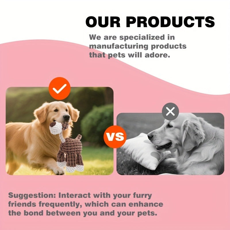 Squeaky Dog Toys 6 Pack - Plush Stuffless Chew Toys for Small Medium Large Dogs, Durable Teething Toys for Aggressive Chewers, Interactive Puppy Toys for Boredom & Mental Stimulation, Random Color
