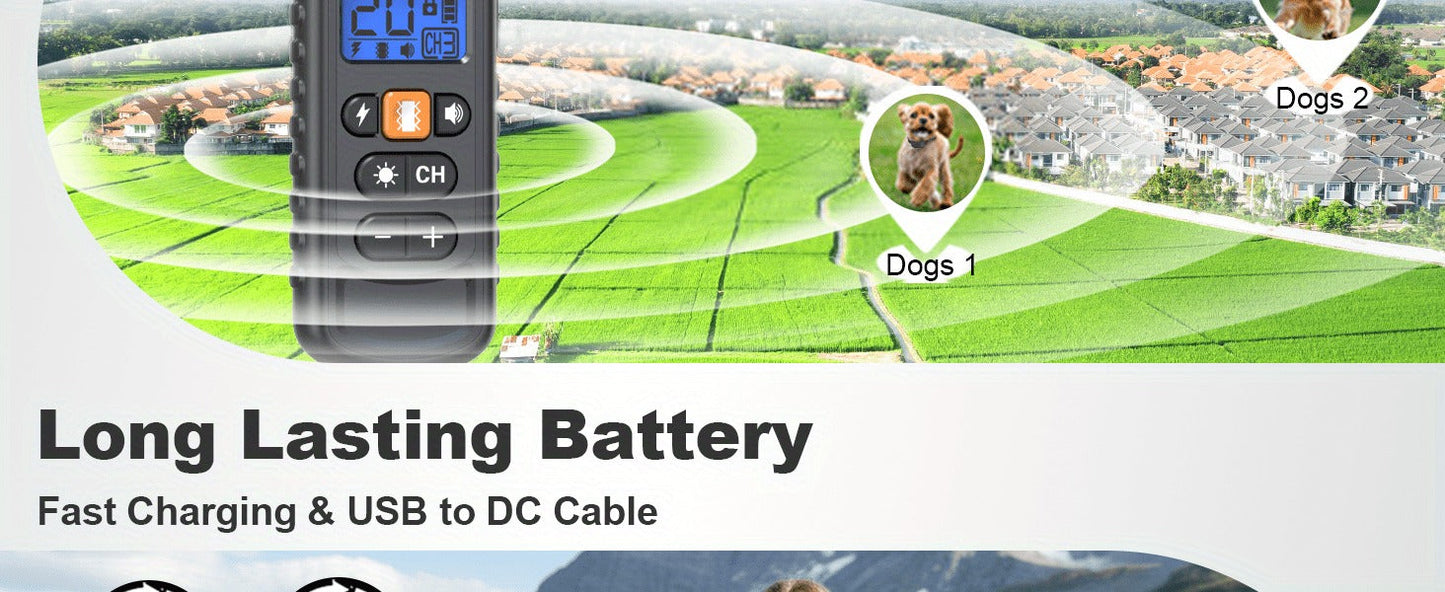 Dog Training Collar with Remote 3300ft Range 3 Modes Beep Vibration Safe Shock for 5-120lbs Dogs Rechargeable Waterproof E-Collar for 2 or 3 Dogs