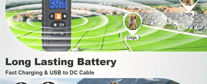 Dog Training Collar with Remote 3300ft Range 3 Modes Beep Vibration Safe Shock for 5-120lbs Dogs Rechargeable Waterproof E-Collar for 2 or 3 Dogs