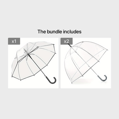 Clear Dome Bubble Umbrella 2 Pack Windproof Rainproof Auto Open 47 Inch Wide Canopy 8-Rib PVC Transparent Umbrella for Weddings Proms Graduations Outdoor Events