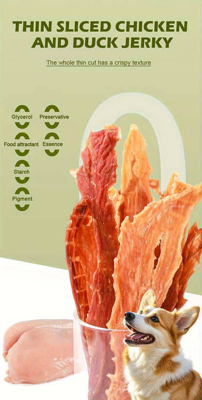 Cat & Dog Treats Chicken Jerky & Duck Jerky Combo – High Protein Grain Free Training Rewards, Dental Chews, Healthy Snacks for Puppies Kittens Adult Dogs Cats, Natural Pet Nutrition