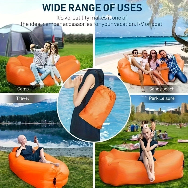 Inflatable Air Sofa Outdoor Camping Lounger 440LB Heavy Duty Quick Inflate Portable Lazy Bag Sofa Bed with Carry Bag Lightweight Compact for Beach Hiking Music Festival Travel 6 Colors