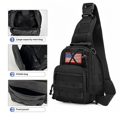Tactical Sling Backpack Lightweight Military Shoulder Bag – Cycling, Sports, Travel & Daily Use, Zipper Closure, Available in Green, Black, Khaki, Desert, Grey & Jungle Camo