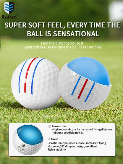 Golf Balls 6pcs Long Distance High Speed with 360-Degree Aiming Line Add 40+ Yards Distance Durable Performance Golf Ball Set for Men Women Beginners Advanced Players Practice Training