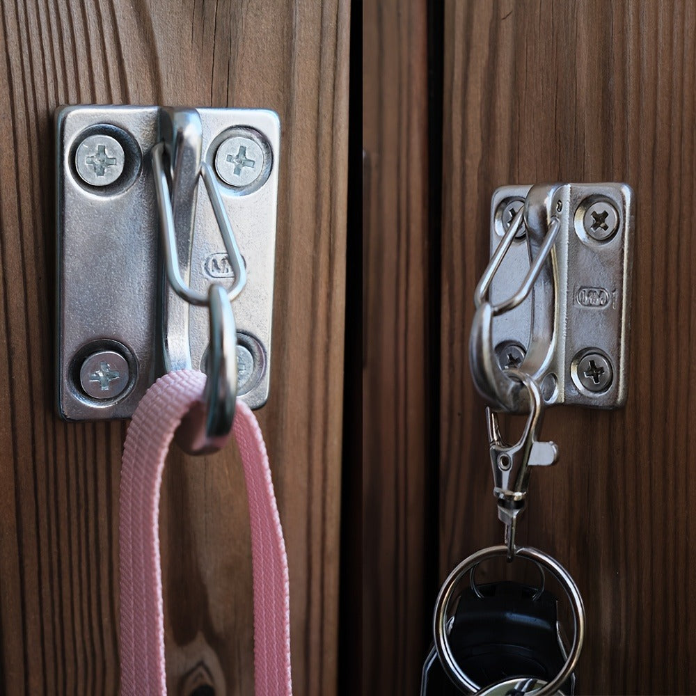 Heavy Duty Dog Tie Out Wall Hooks Set of 2 - Metal Wall-Mounted Leash Anchor with Dual Switchable Hooks, Scratch-Resistant for Walls & Floors, Sturdy Indoor & Outdoor Dog Leash Hook, Grey