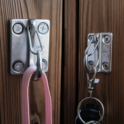 Heavy Duty Dog Tie Out Wall Hooks Set of 2 - Metal Wall-Mounted Leash Anchor with Dual Switchable Hooks, Scratch-Resistant for Walls & Floors, Sturdy Indoor & Outdoor Dog Leash Hook, Grey