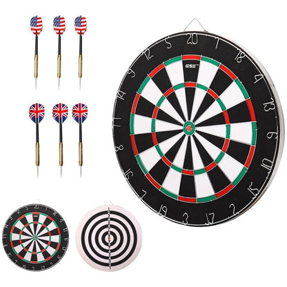 18 Inch Professional Sisal Bristle Dartboard Set | Regulation Size Steel Tip Dartboard with 6 Steel Darts | High-Density Double-Sided Board for Training Competition Game Night Christmas Gift