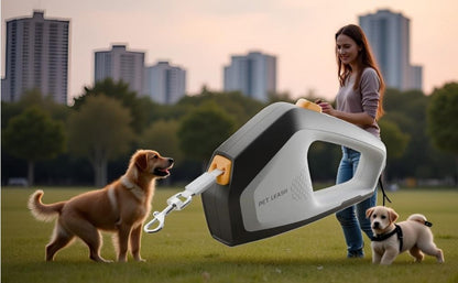 Retractable Dog Leash for Large Dogs – 16ft Heavy Duty Nylon, 110 lbs Capacity, One-Hand Brake & Pause Lock for Walking & Training