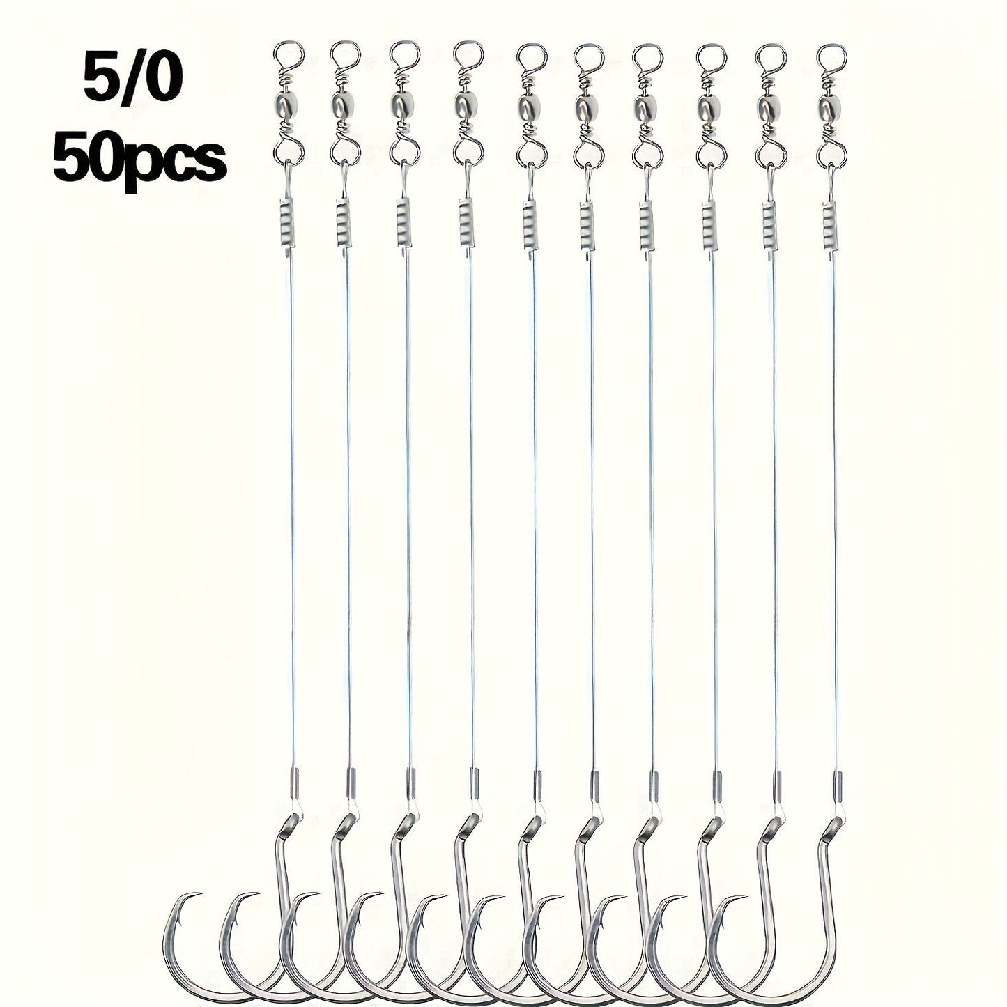 Circle Hooks 50pcs – Octopus Offset Steel Fishing Hooks for Catfish, Bass, Saltwater & Freshwater, Size 1/0 to 7/0