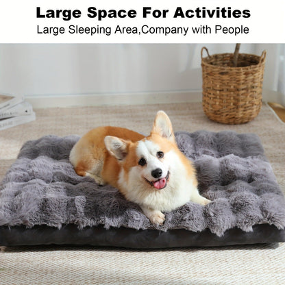 Orthopedic Dog Bed for Large Dogs - XL XXL Memory Foam Pet Bed with Removable Washable Cover, Anti-Slip Base, Faux Fur Kennel for Joint Relief, Machine Washable, Dirt-Repellent, Small Medium Large XLarge
