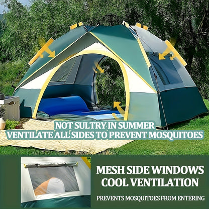 Automatic Pop-Up Camping Tent 4 Person UV Protection Insect Net Sunshade Waterproof Instant Setup Beach Park Outdoor Family Tent