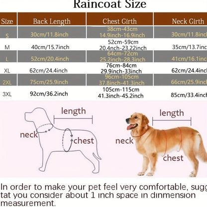 Dog Raincoat Reflective Hooded Waterproof Pet Rain Cape for All Breeds, Lightweight Poncho with Reflective Strips for Safety on Rainy Days, Sizes M XL XXL 3XL, Yellow Dog Rain Jacket