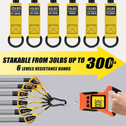 300lb Resistance Band Set – 6 Levels 25-75lb, Handles, Door Anchor & Ankle Straps – Heavy Duty Home Gym Kit for Full Body Strength Training, Muscle Building & Toning