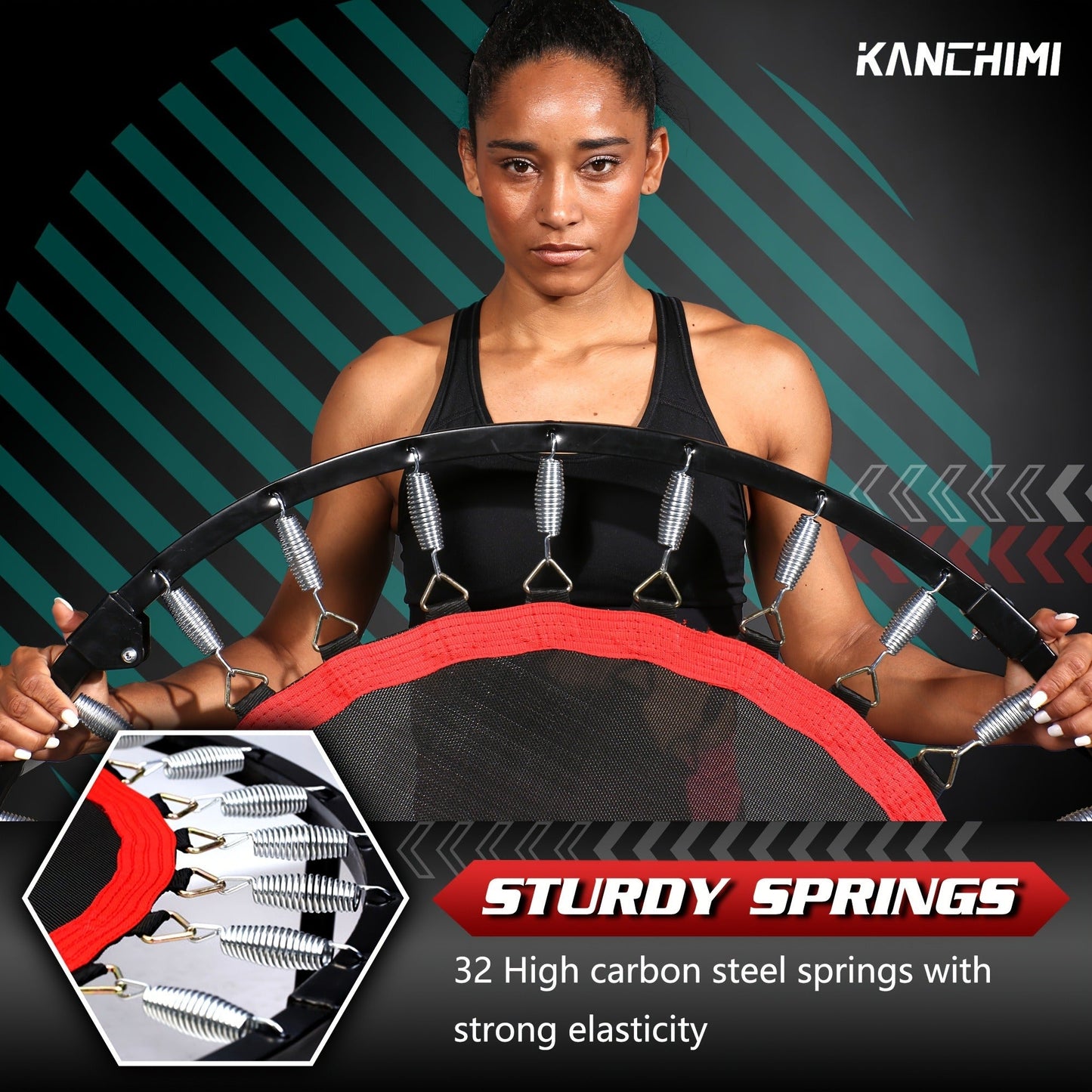 Mini Trampoline Rebounder 40 Inch Folding Indoor Fitness Trampoline with Handle Bar Max Load 450lbs for Adults Home Workout Exercise