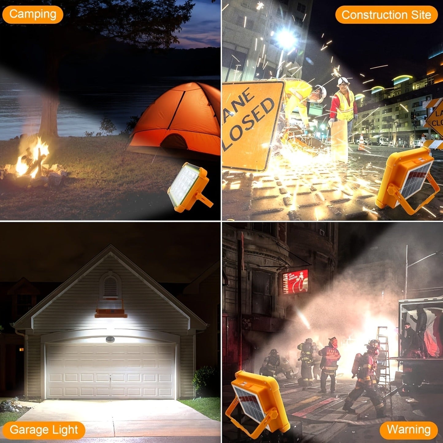 Magnetic Solar Work Light with Hook – 6500 Lumen LED Camping Light, Adjustable Brightness, Solar & USB-C Dual Charging, 6 Modes, Portable Hanging Lamp for Camping, Hiking, Garage & Emergency, 1/2/4/6/10 Pack