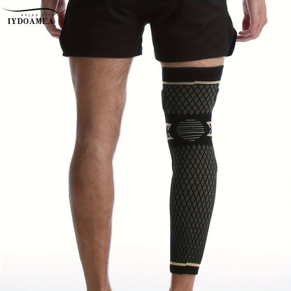 Copper Full Leg Knee Brace Compression Sleeve with Patella Gel Pad & Metal Side Stabilizers - 60% Copper Ions Infused Knee Support for Men & Women Running Workout Sports, Sizes S to 6XL