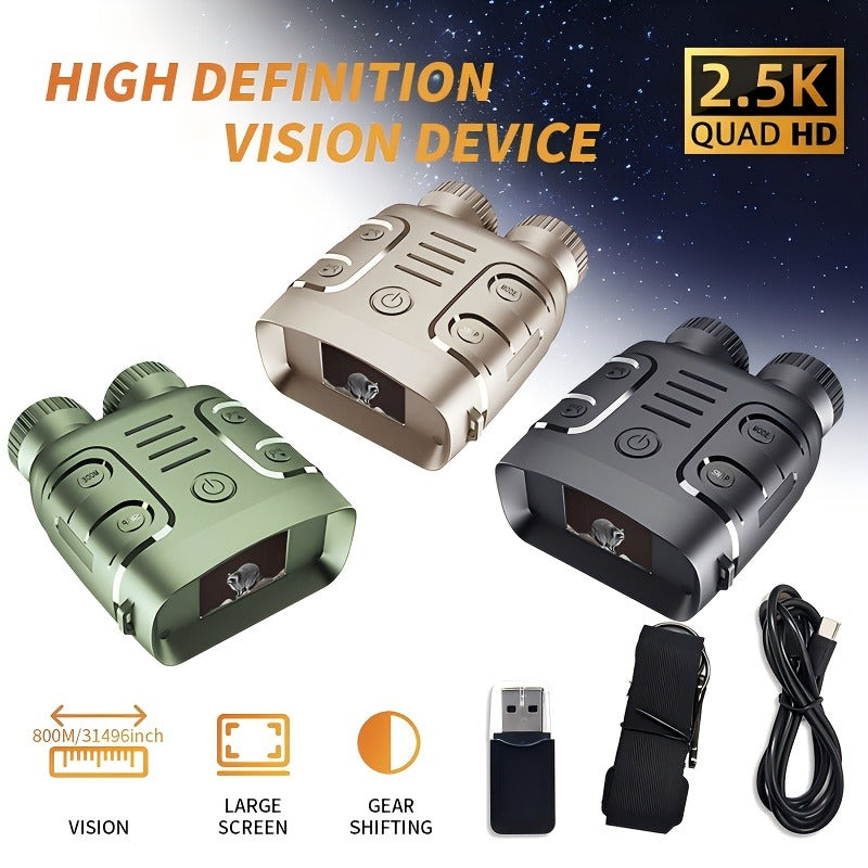 Digital Night Vision Binoculars 2.5K HD – 10X Zoom, 800M Range, 2.4" Screen with Photo & Video Recording | USB Rechargeable Night Vision Goggles for Hunting, Fishing, Camping & Boating