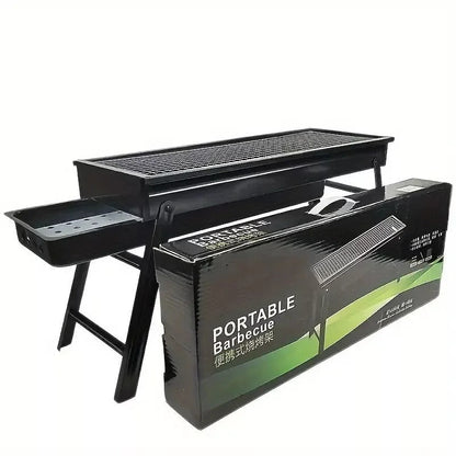 Portable Charcoal BBQ Grill Foldable - Lightweight Compact Outdoor Smoker Grill for Camping, Picnics, Hiking & Backyard Barbecue - Easy Setup Tabletop Charcoal Grill