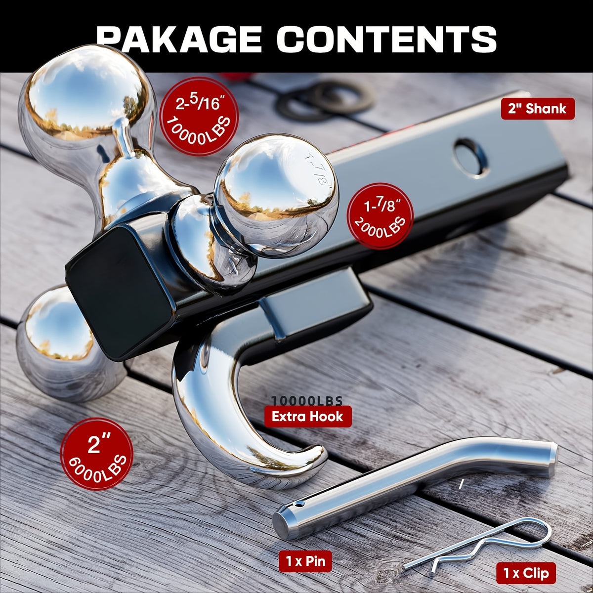 2Inch 45000 LBs Shackle Hitch Receiver Breaking Strength 3/4" D Ring Shackle W/Trailer Hitch Pin Heavy Duty Solid Recovery Towing Kit For Trucks Jeeps Off Road