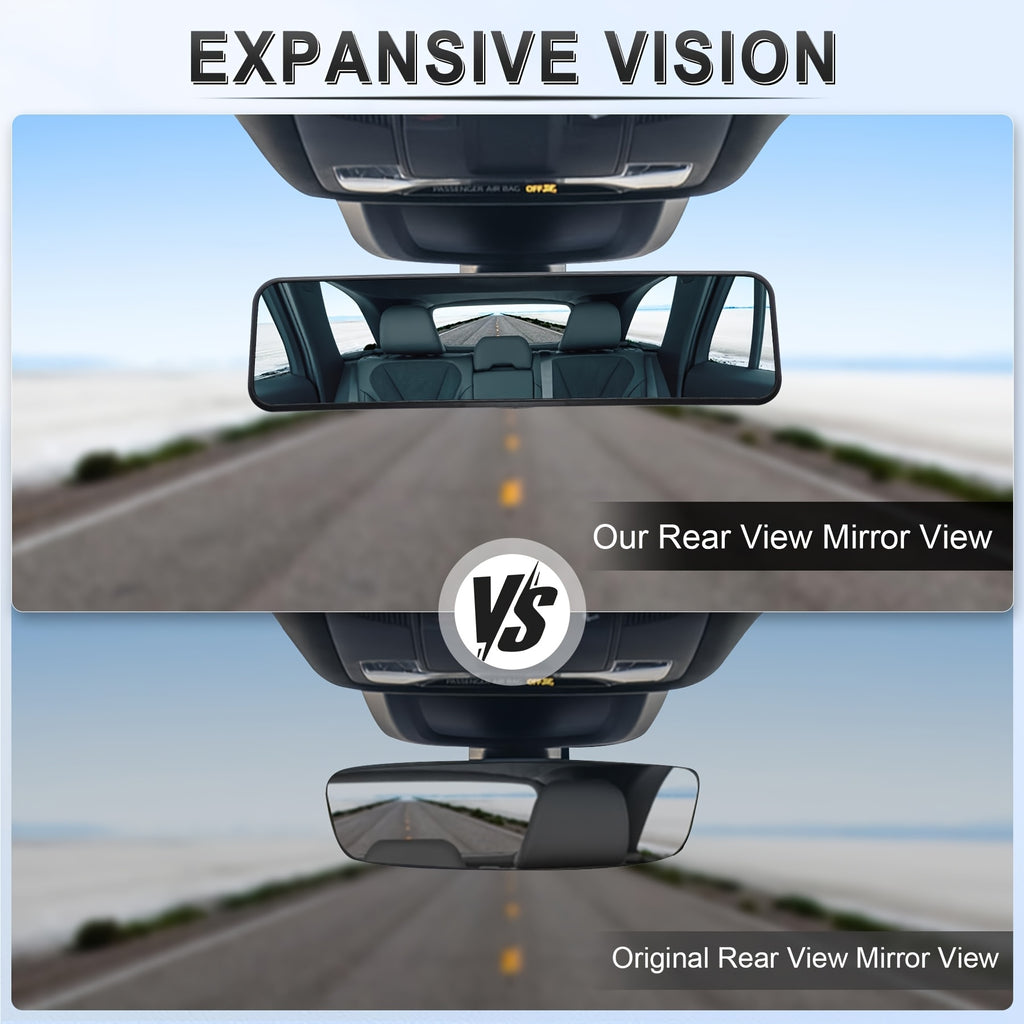 [HD Panoramic Rearview Mirror] HD Panoramic Clip-on Rearview Mirror - Wide-angle Field Of View, Reduces Blind Spots, Improves Driving Safety for All Vehicles, Easy Installation, Eliminates Tunnel Effect