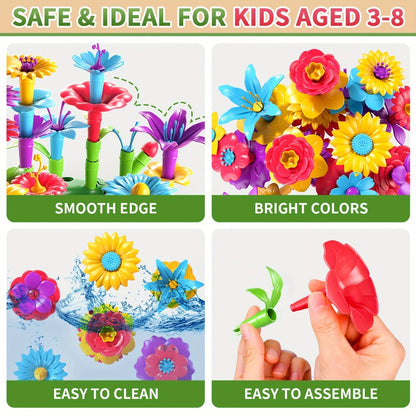 Flower Garden Building Toys for Kids 235 Pieces – STEM Educational Activity Brick Set Creative Floral Construction Toy for Boys & Girls Ages 3+, Best Birthday Easter Christmas Holiday Gift
